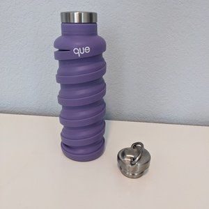 Que Silicone Stainless Steel Reusable Collapsible Travel Water Bottle 20 oz.